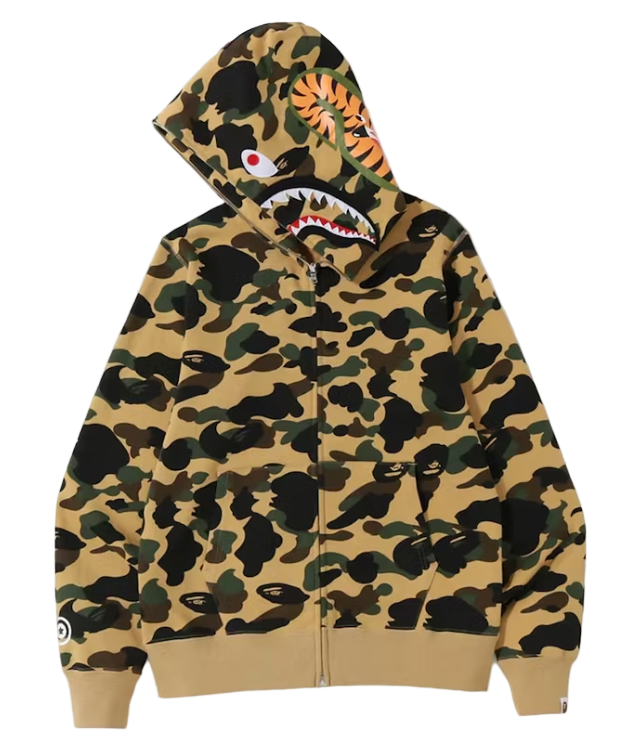 1st Camo Shark Full Zip Hoodie Yellow