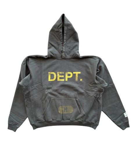 Washed Black & Yellow Dept Logo Hoodie