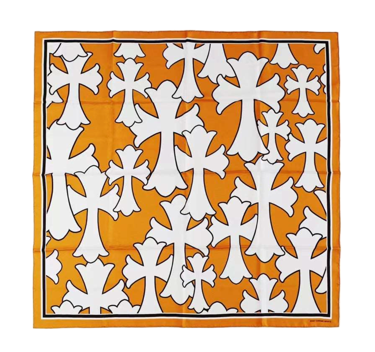 Cross Logo Orange Silk Scarf