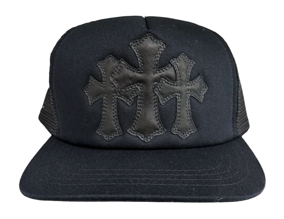 Triple Black Leather Cross Trucker