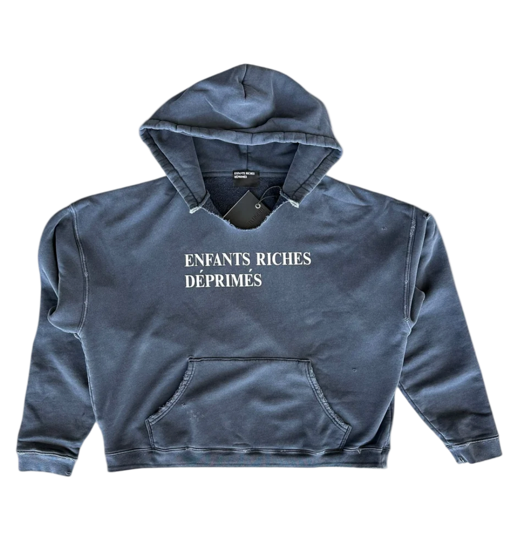 Faded Black & White Classic Logo Hoodie