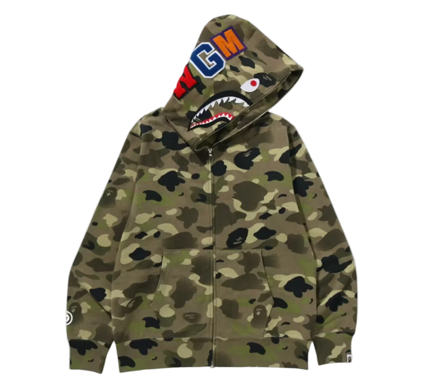 Gradation Camo Shark Full Zip Hoodie Olive/Drab