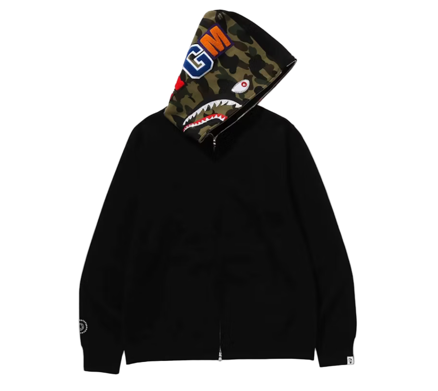 1st Camo Shark Full Zip Hoodie Black