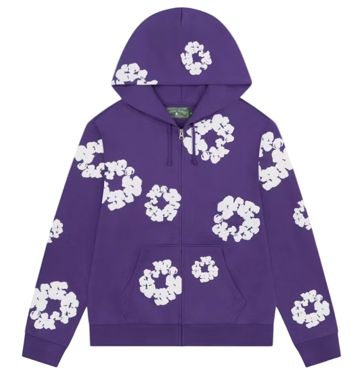 Denim Tears Cotton Wreath Zip Hoodie Purple