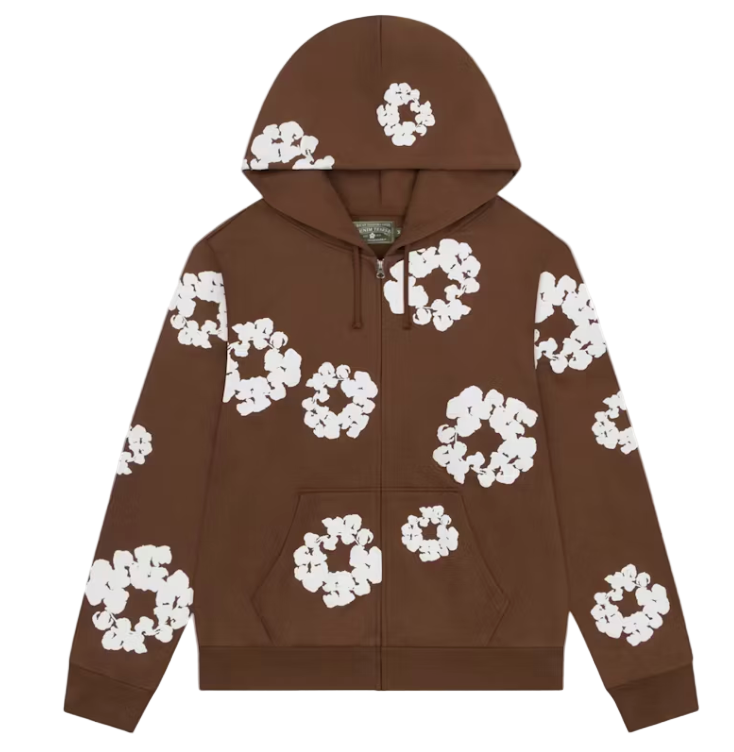 Denim Tears Cotton Wreath Zip Hoodie Brown