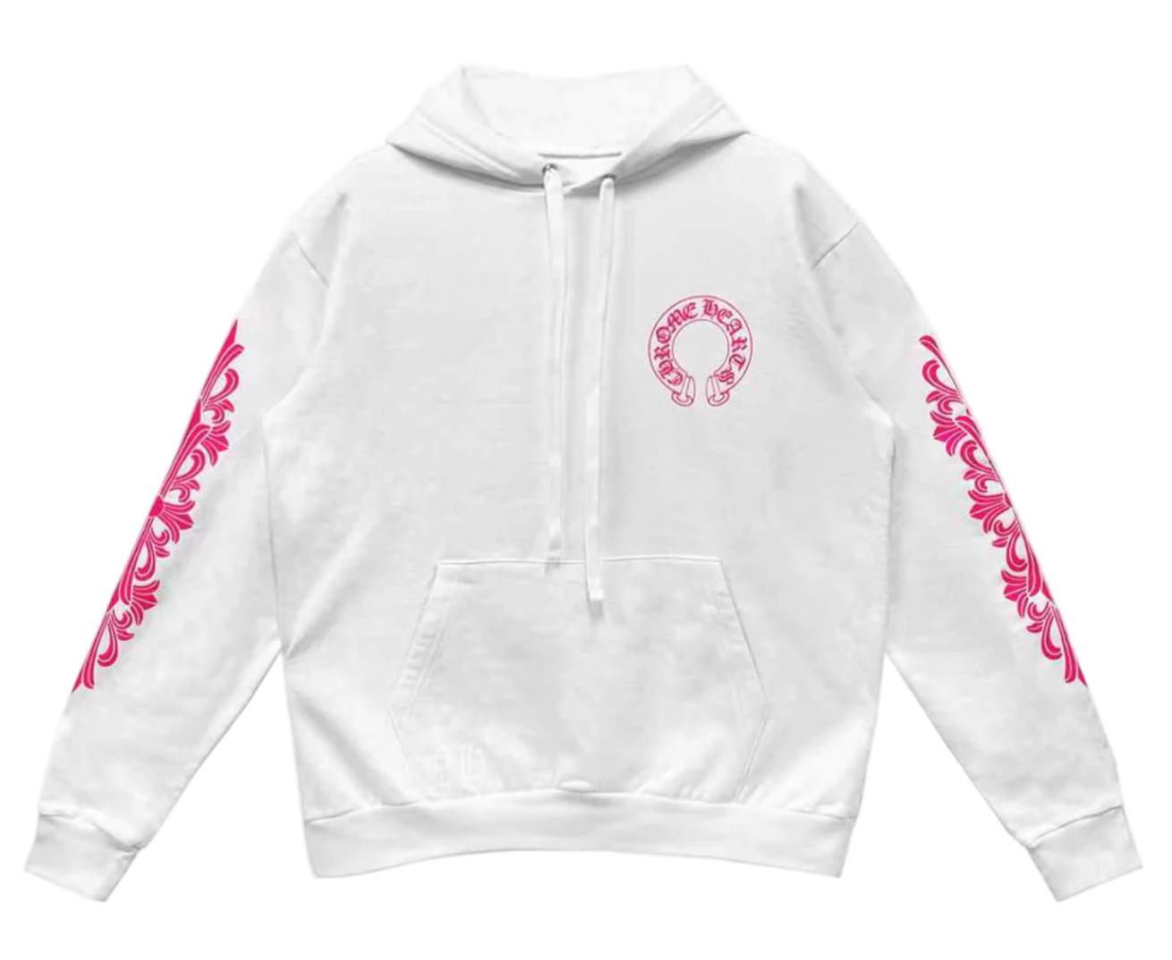 Pink Horseshoe Floral Sleeve Pullover Hoodie