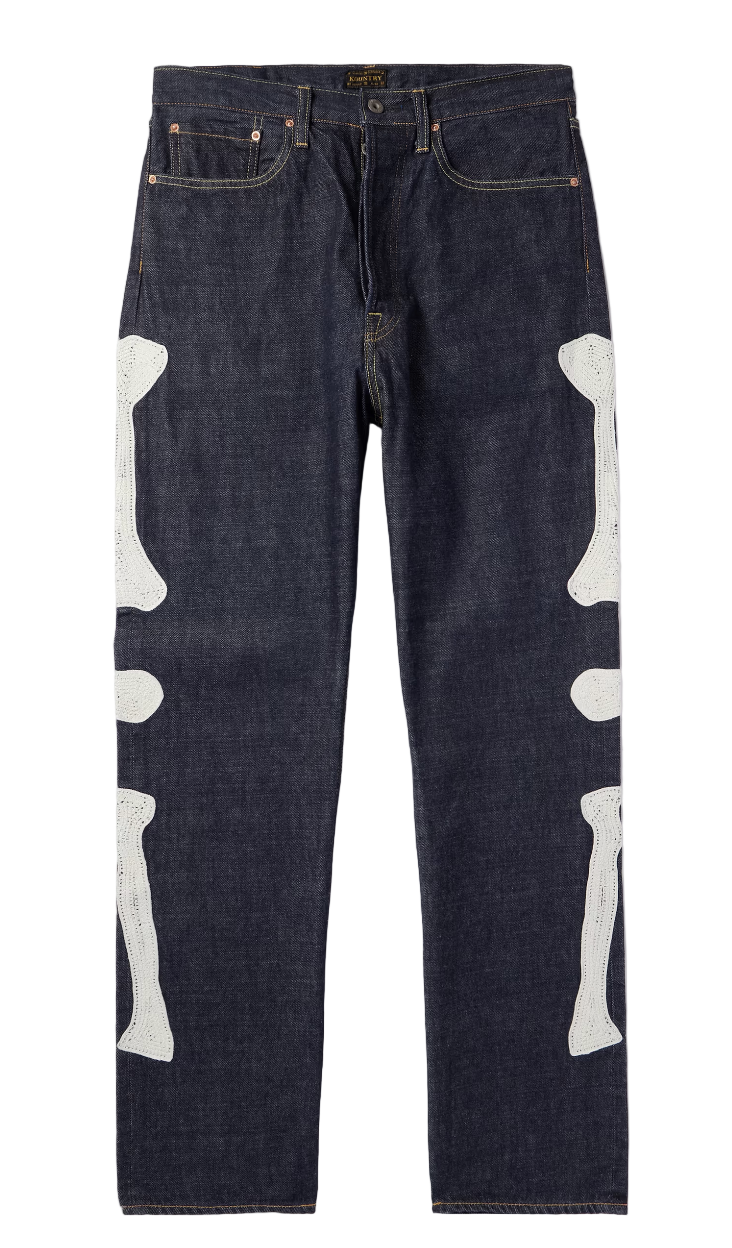 Okagilly Slim-Fit Crochet-Trimmed Jeans