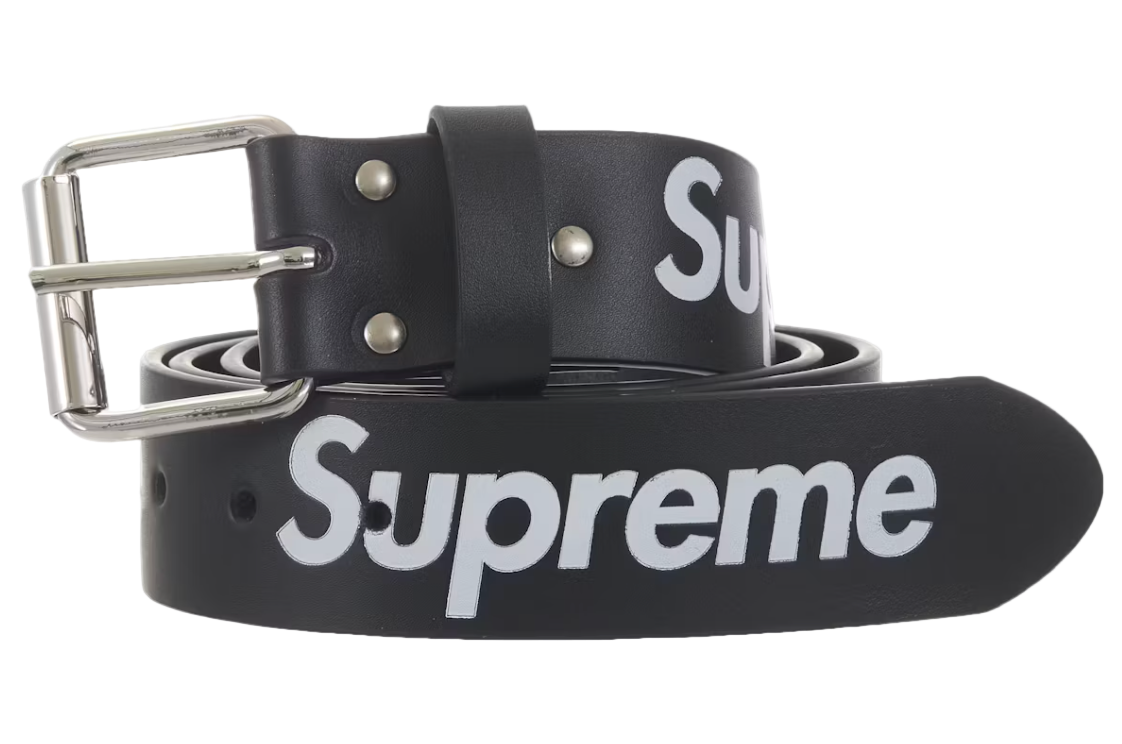 Supreme Repeat Leather Belt (FW25) Black