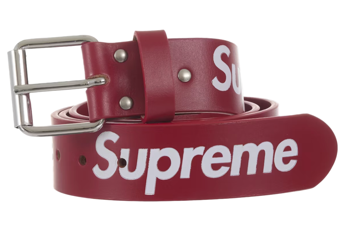 Supreme Repeat Leather Belt (FW25) Red