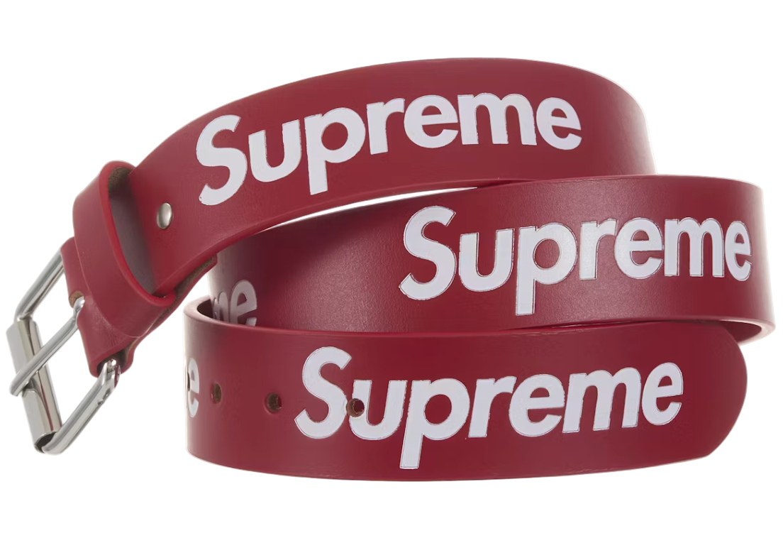 Supreme Repeat Leather Belt (FW25) Red