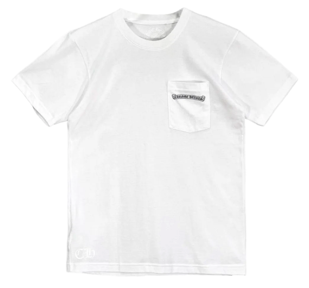 White Shoulder Logo Pocket Tee