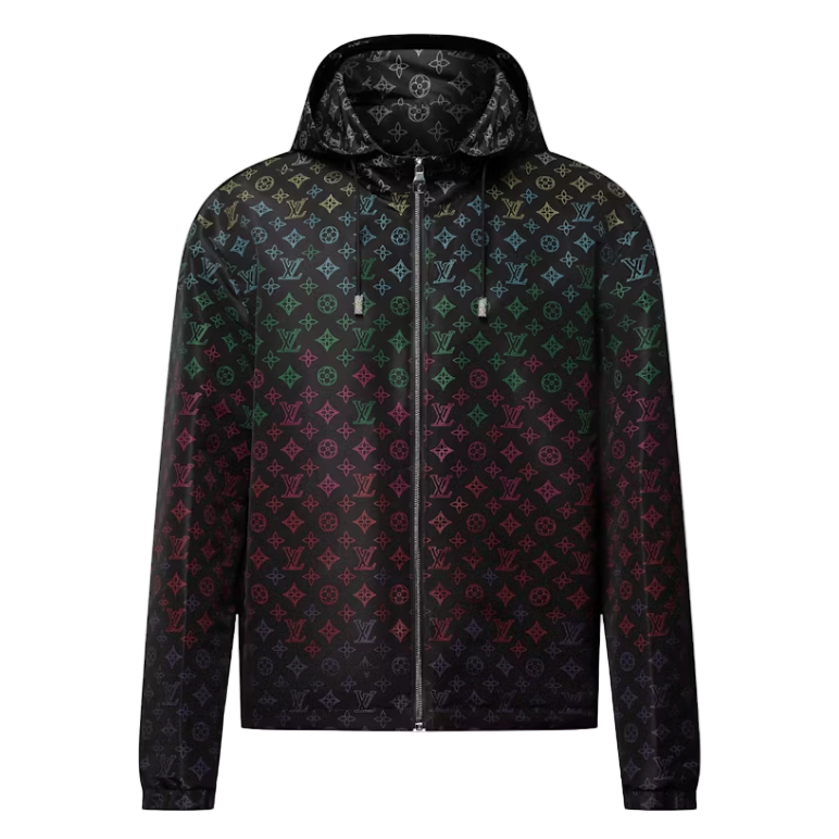 Monogram Flowers Gradient Printed Windbreaker Black