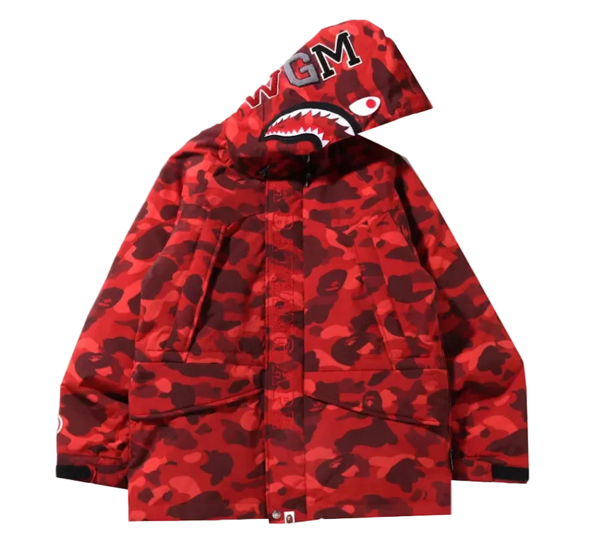 Color Camo Shark Snowboard Down Jacket