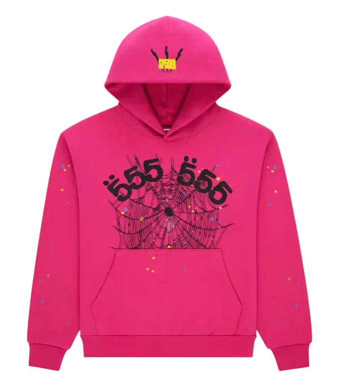 Sp5der Angel Number Hoodie Pink