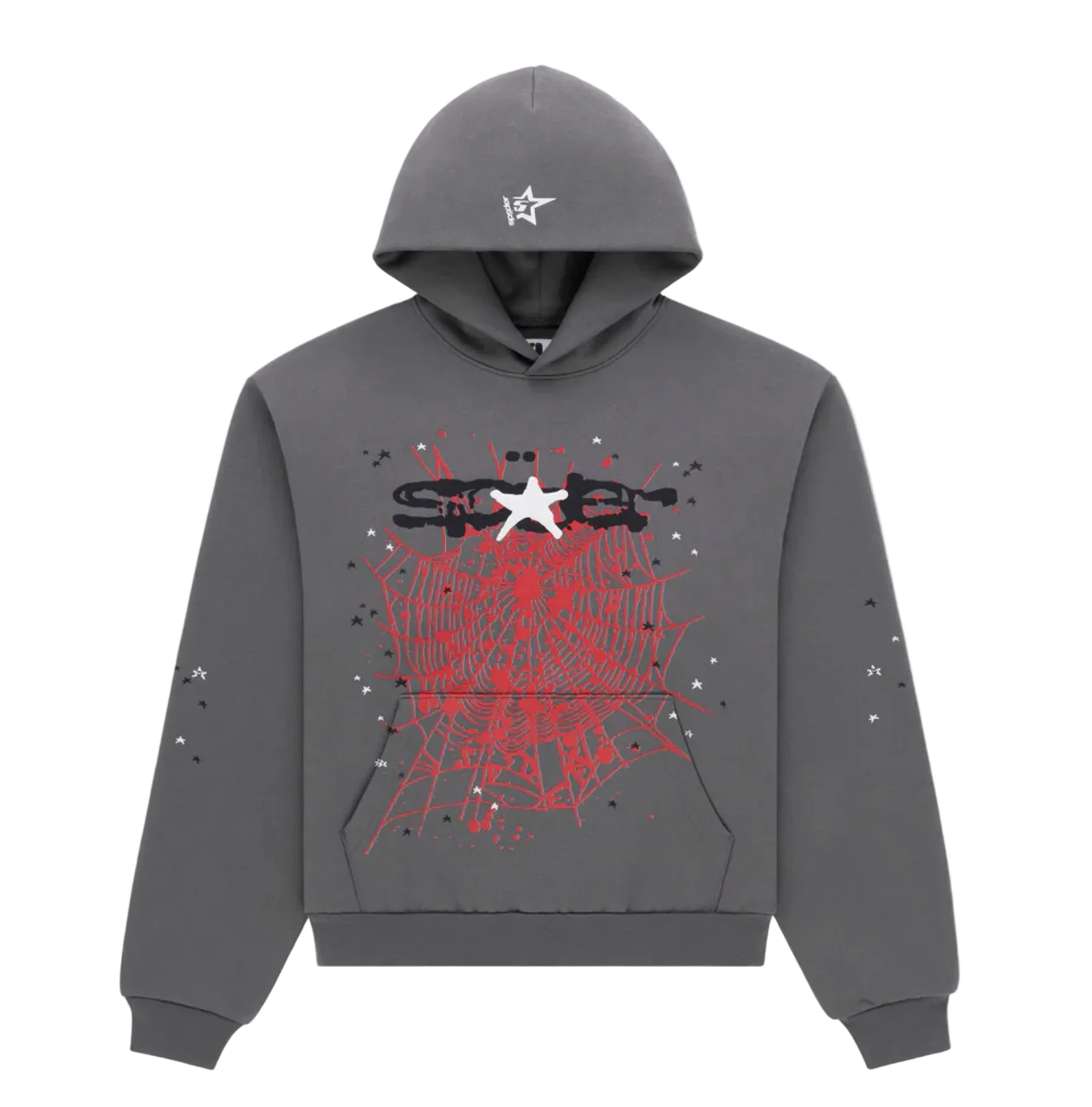 Splat Punk Hoodie Grey/Red
