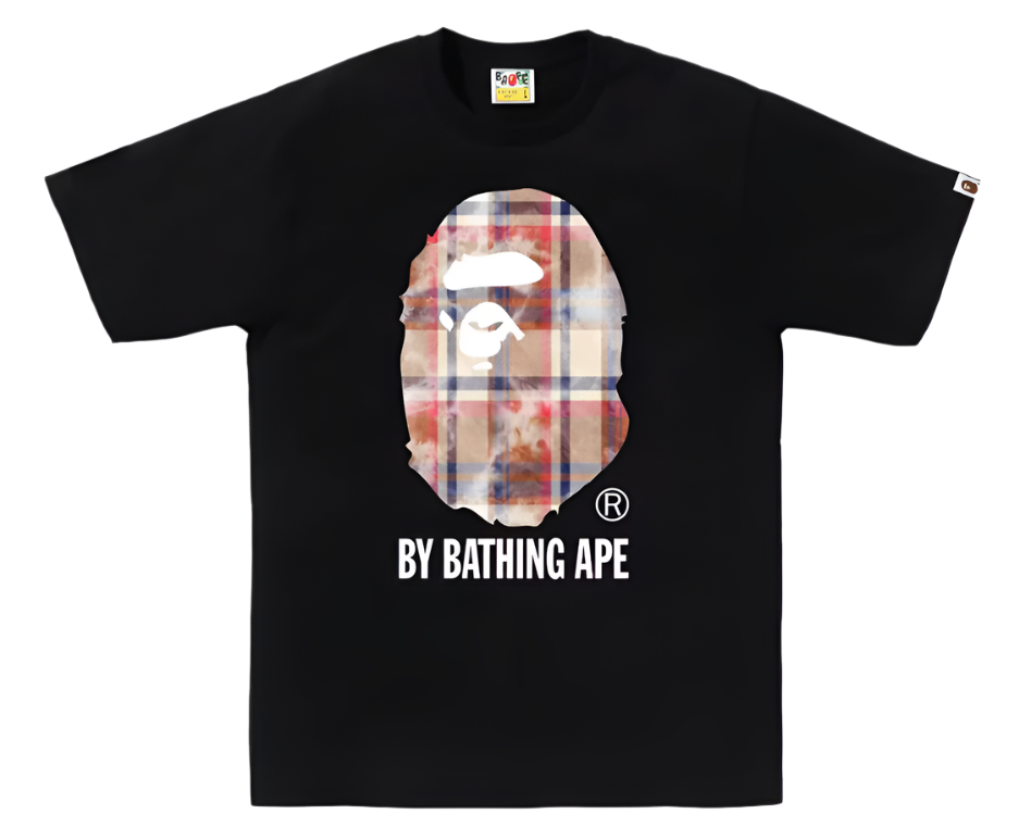 BAPE Bleach Check Ape Head Tee Black
