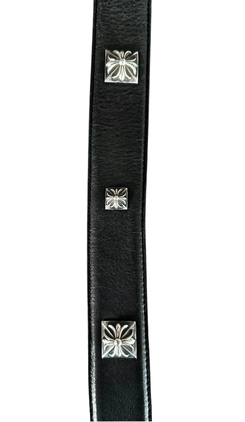 Chrome Hearts Black & Silver Oval Cross Pyramid Belt