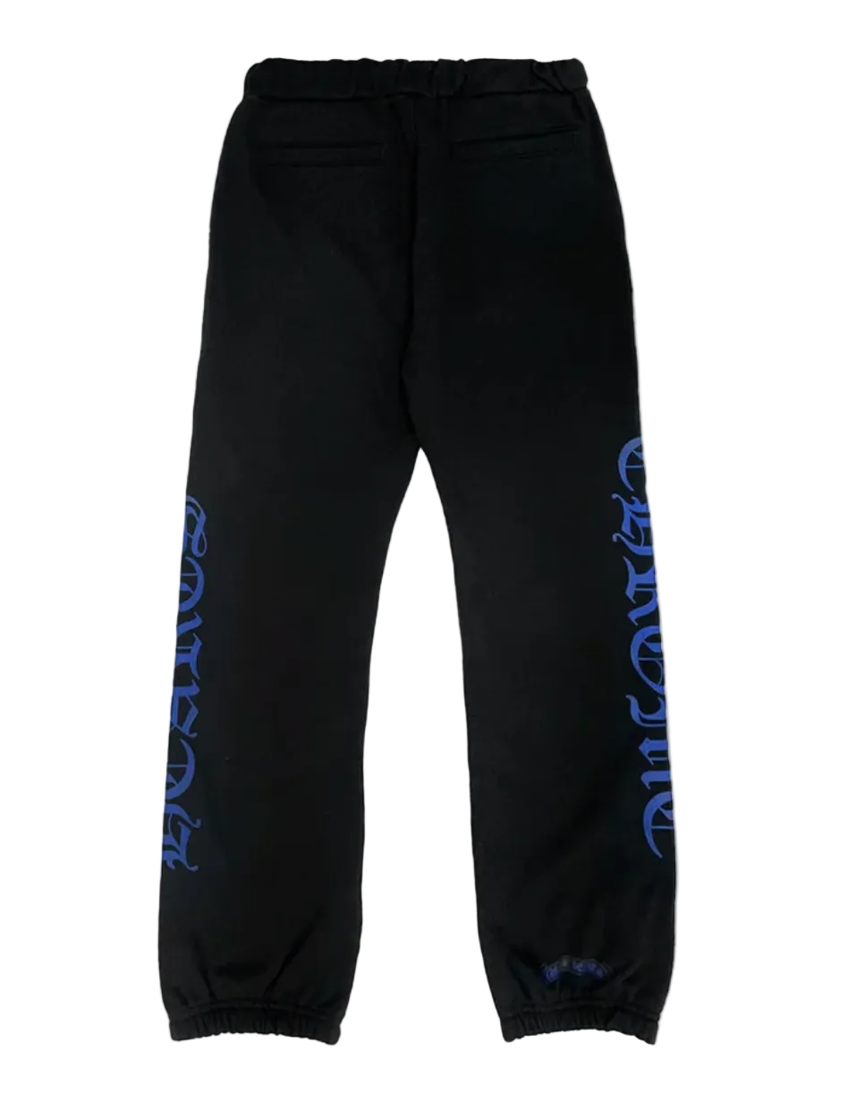 Chrome Hearts Blue Horseshoe Script Black Sweatpants