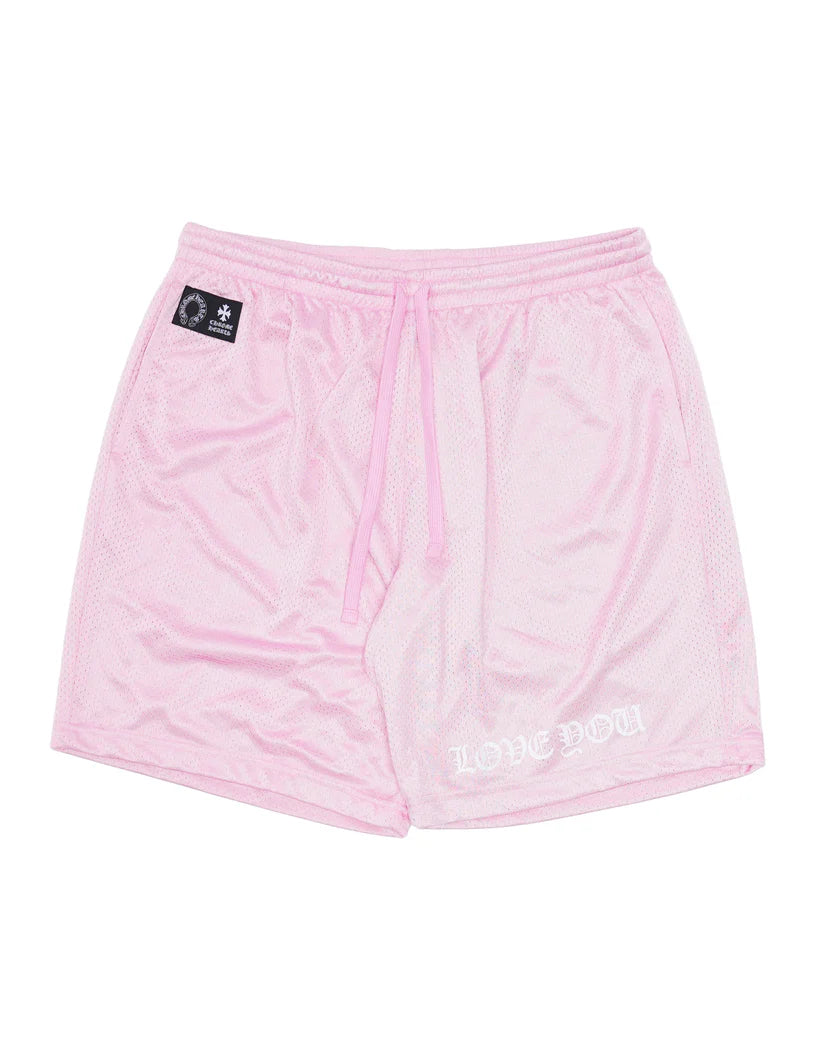 "Love You" Pink Mesh Shorts