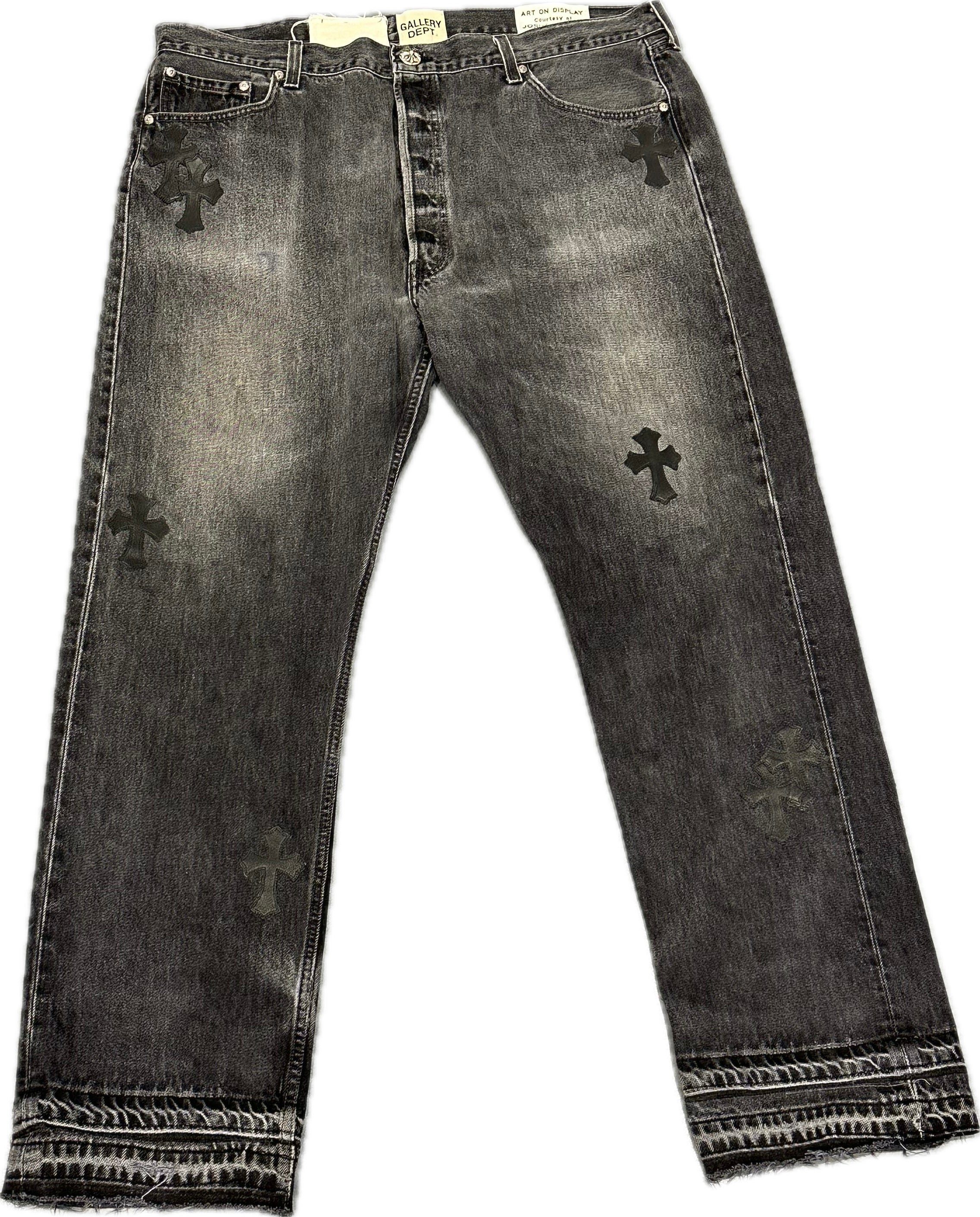 Gallery Dept x Chrome Heart Levi Leather Cross Flared Jeans