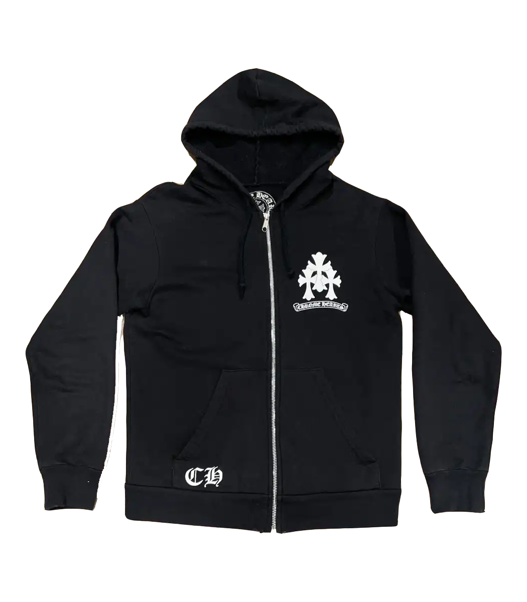 Triple Cross Cemetery Zip-Up Hoodie Black