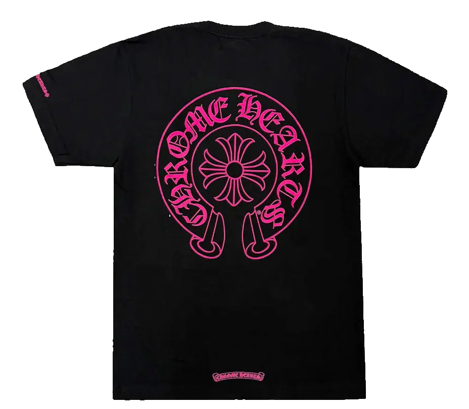 Horseshoe Logo Tee Shirt Black Pink