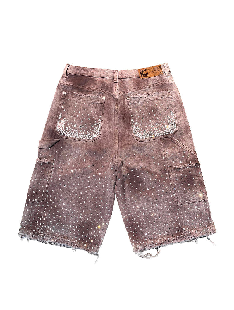 Swarovski Diamond Jorts In Washed Brown