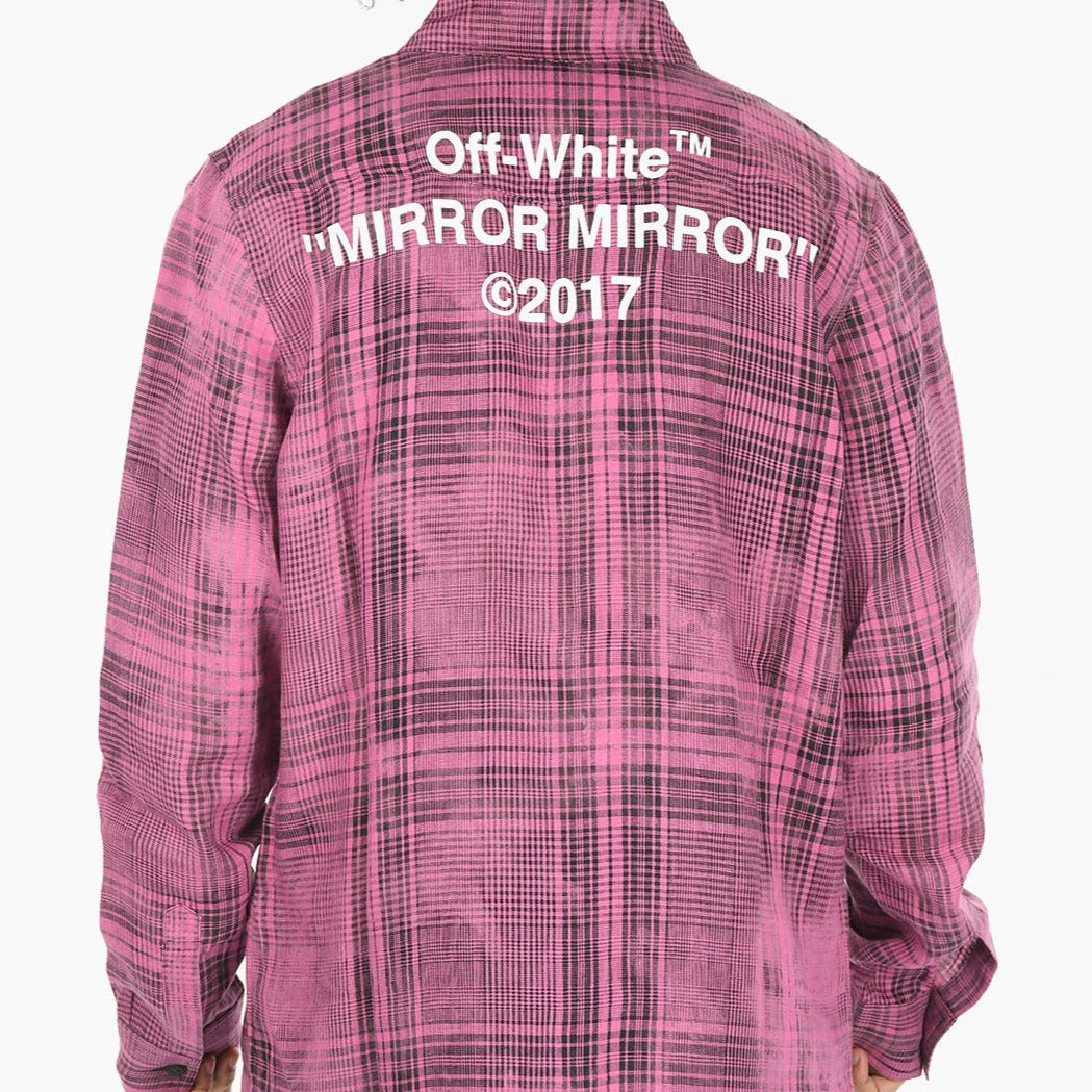 Off-White Checkered Mirror Flannel Pink