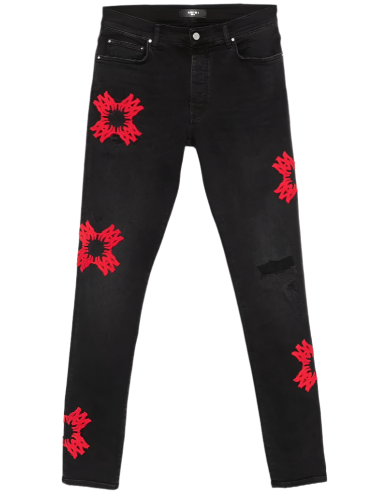 MA Quad Appliqué Skinny Jean Vintage Black
