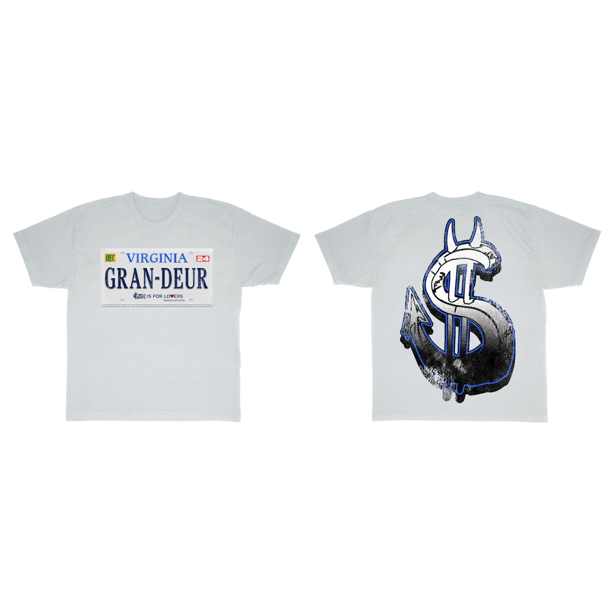 Saints x Grandeur License Plate T-Shirt Grey