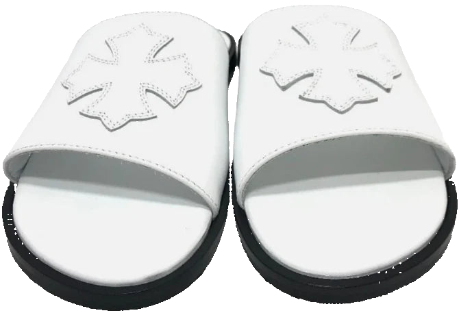 Cross Patch White Sandals