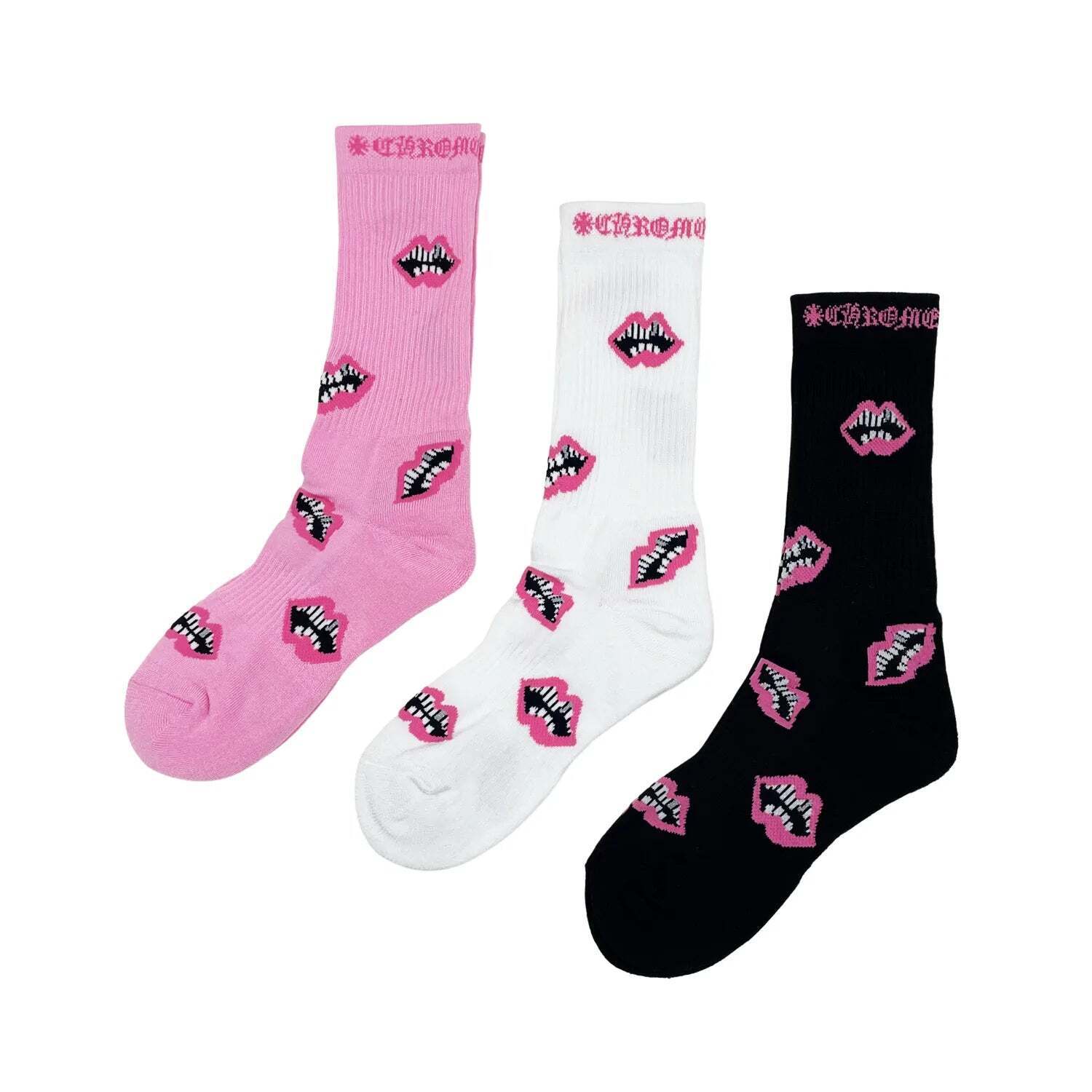 3-Pack Chomper Socks Black/White/Pink