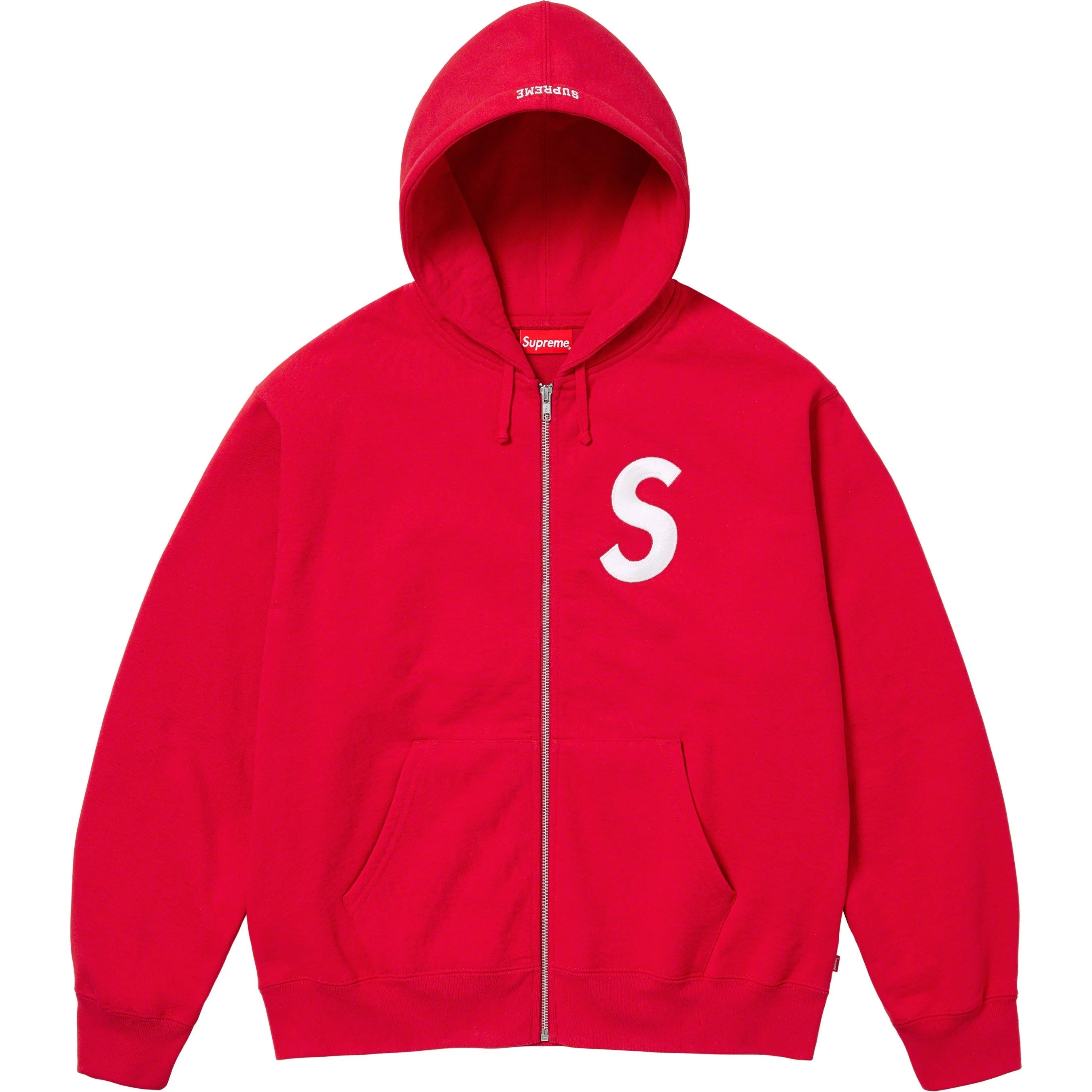 S Logo Zip-Up Hooded Sweatshirt Red