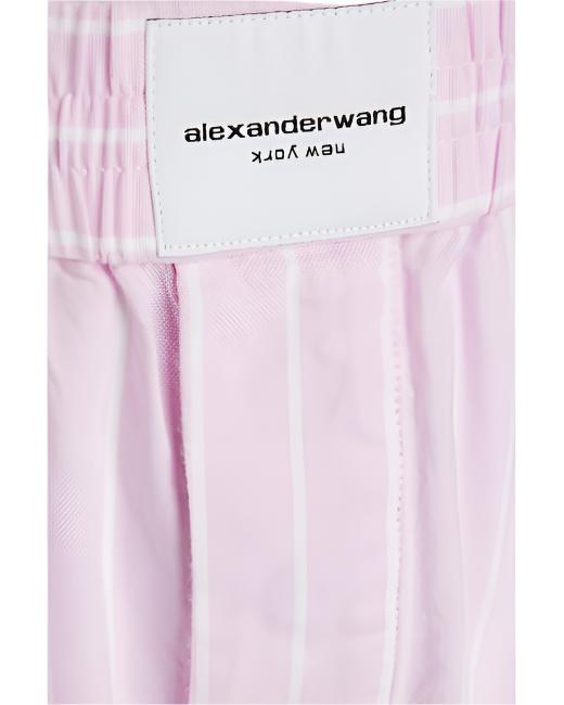 Women's Pink Embellished Striped Cotton-oxford Shorts