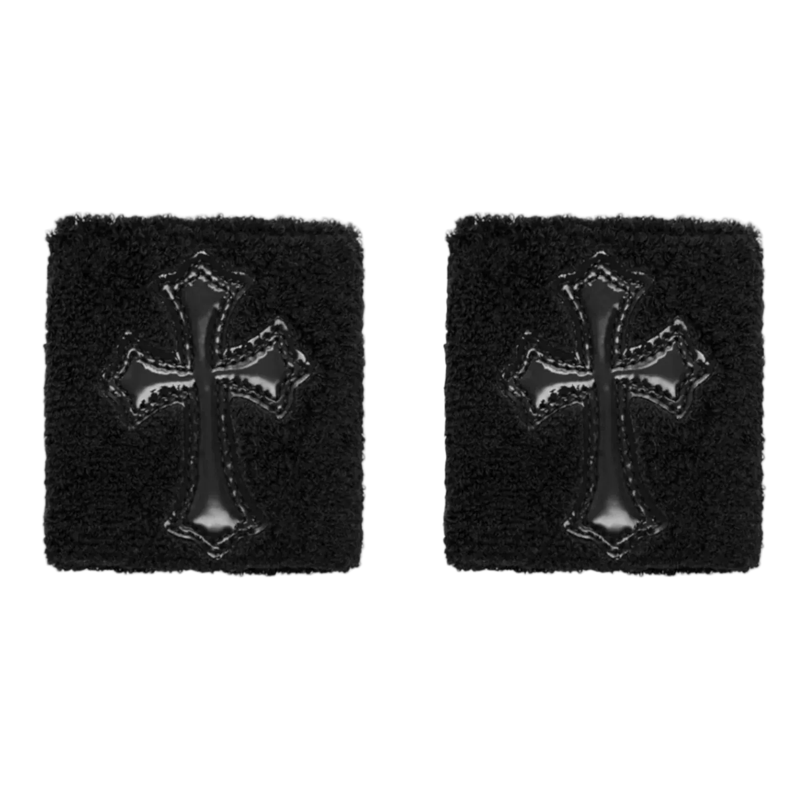 Patent Leather Cross Patch Sweatband Set Black Black