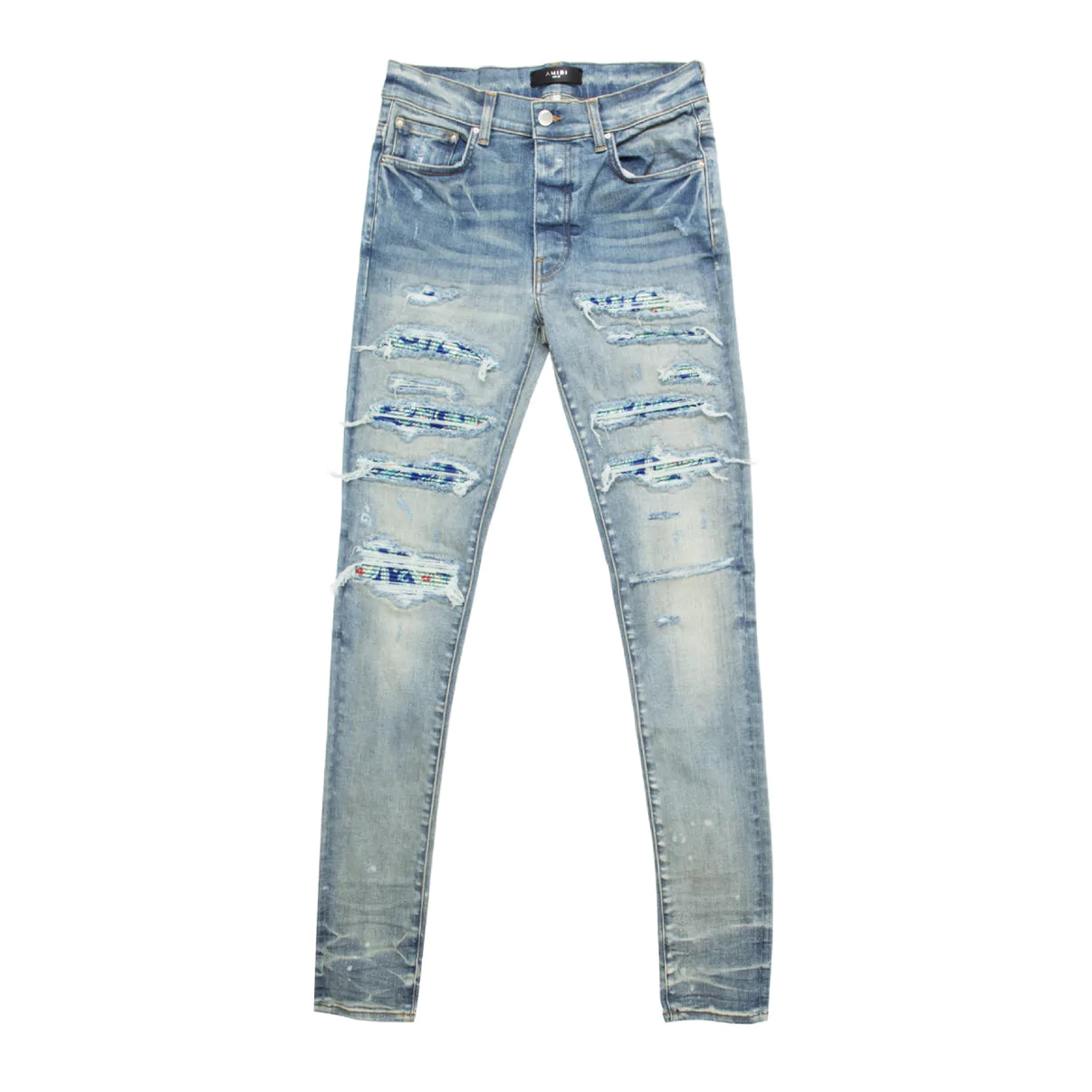 Jean Amiri Thrasher à Carreaux Clay Indigo Taille 38, Neuf Avec étiquettes, 92% Coton, Fabriqué Aux US