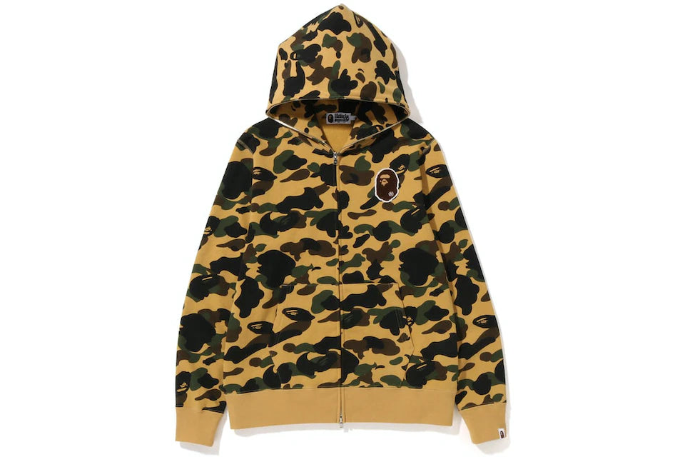 1st Camo Ape Head Patched Full Zip Hoodie (FW22) Yellow