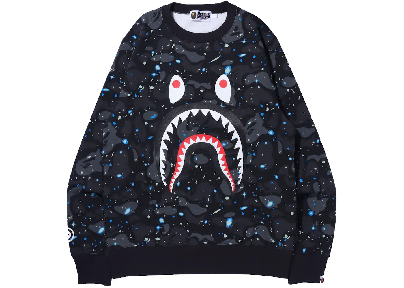 Space Camo Shark Crewneck Black