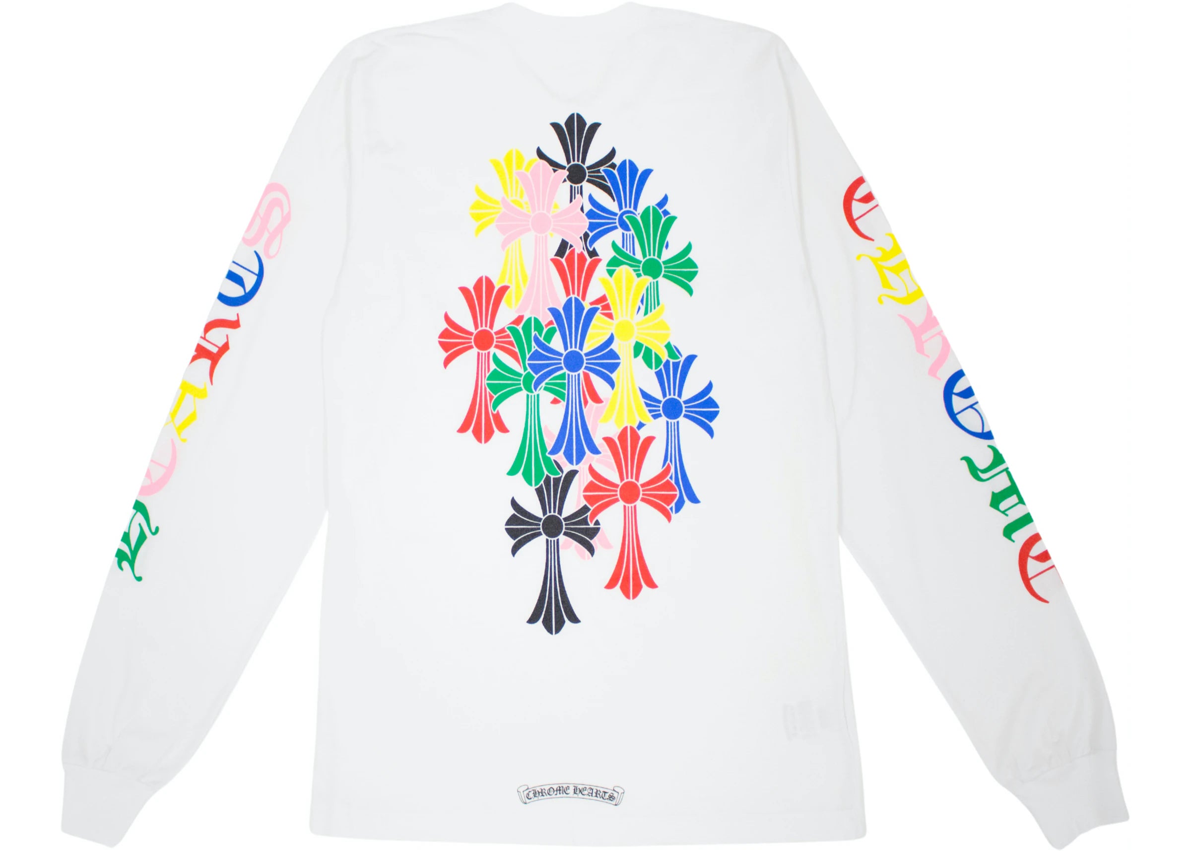 Multi Color Cross Cemetery L/S T-shirt White