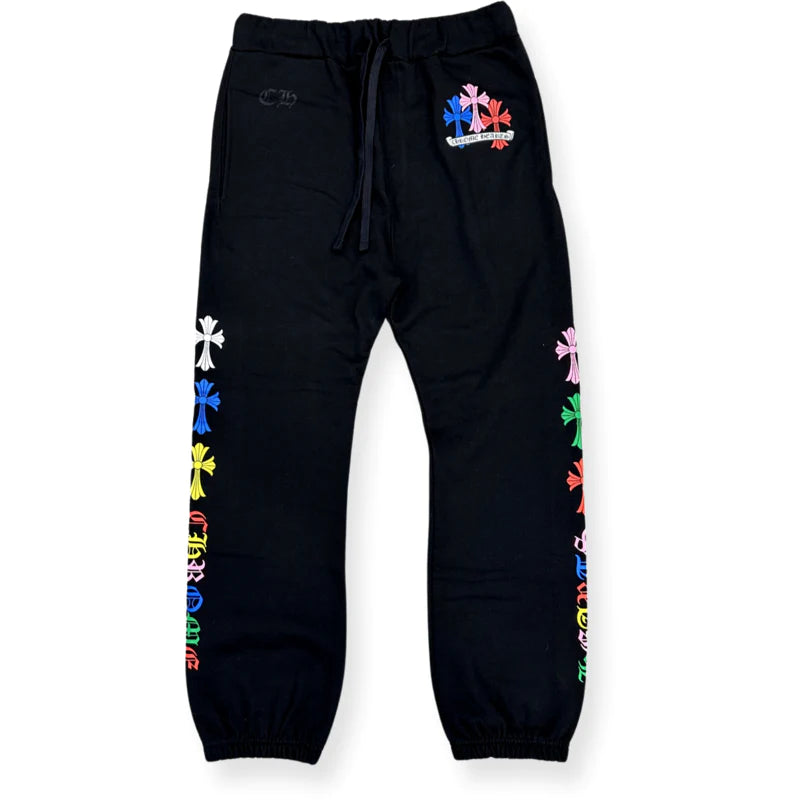 Multi Color Cross Cemetery Sweatpants Black