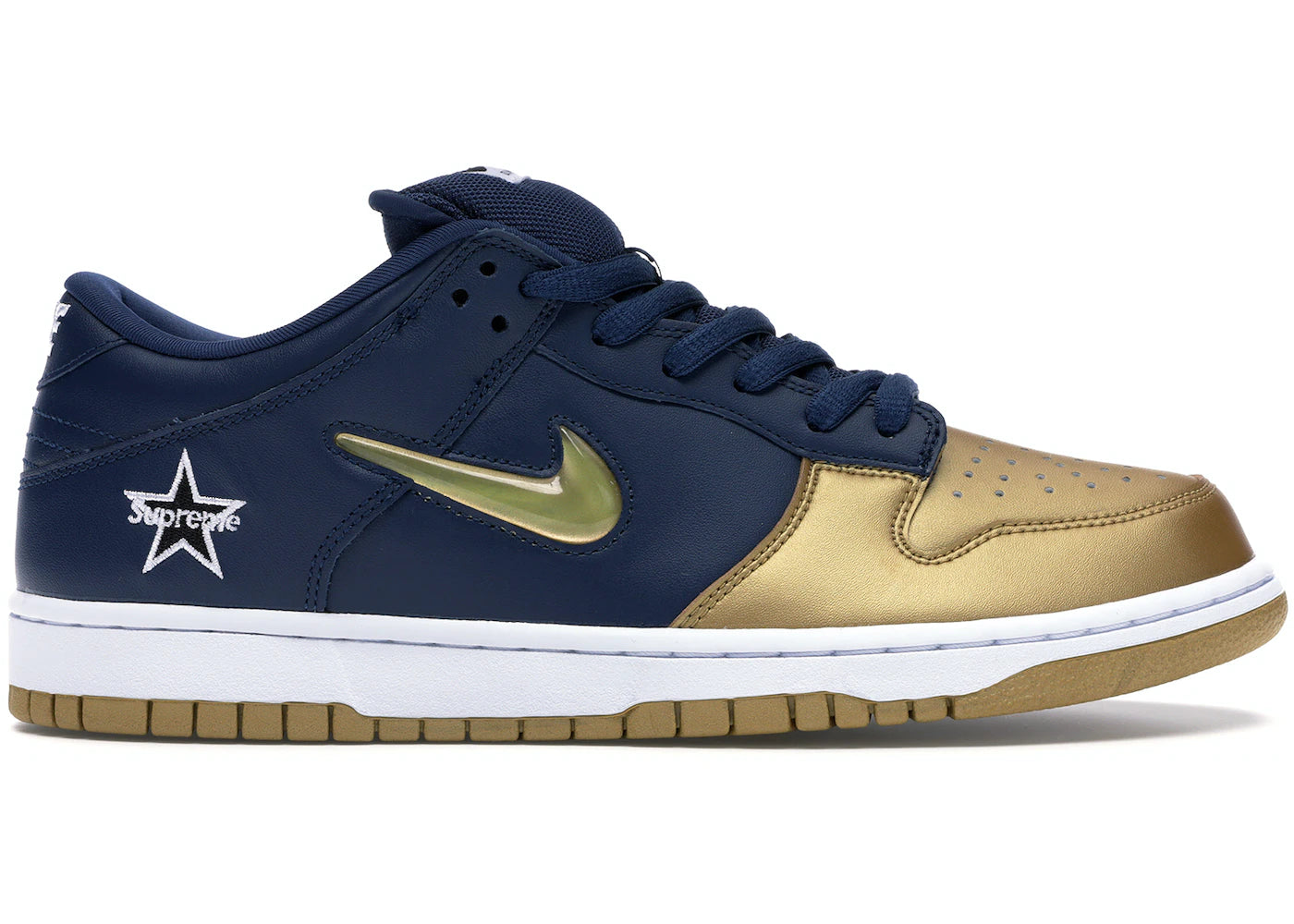 SB Dunk Low Supreme Jewel Swoosh Gold