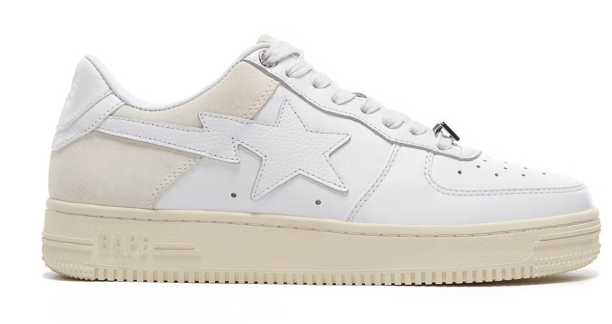 A Bathing Ape  Sta Low Suede Heel White