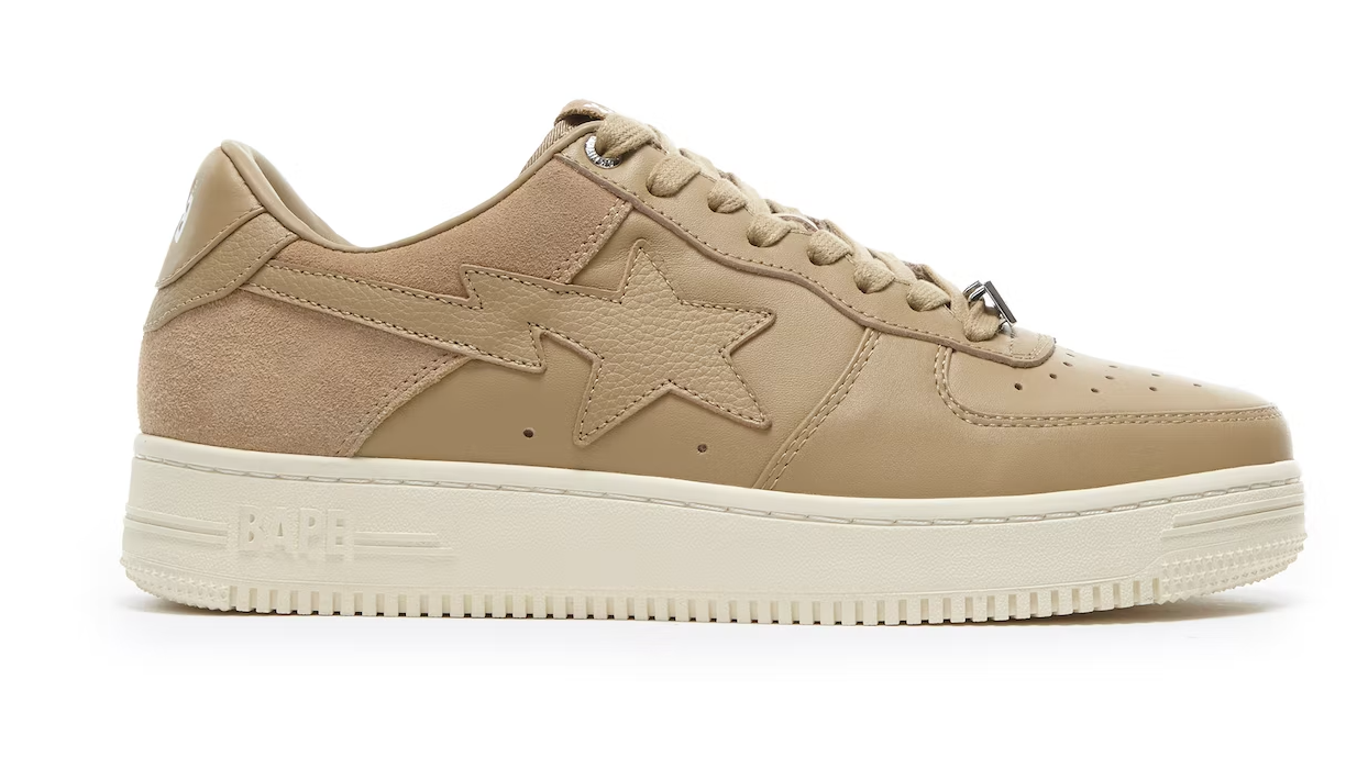 A Bathing Ape  Sta Low Suede Heel Beige