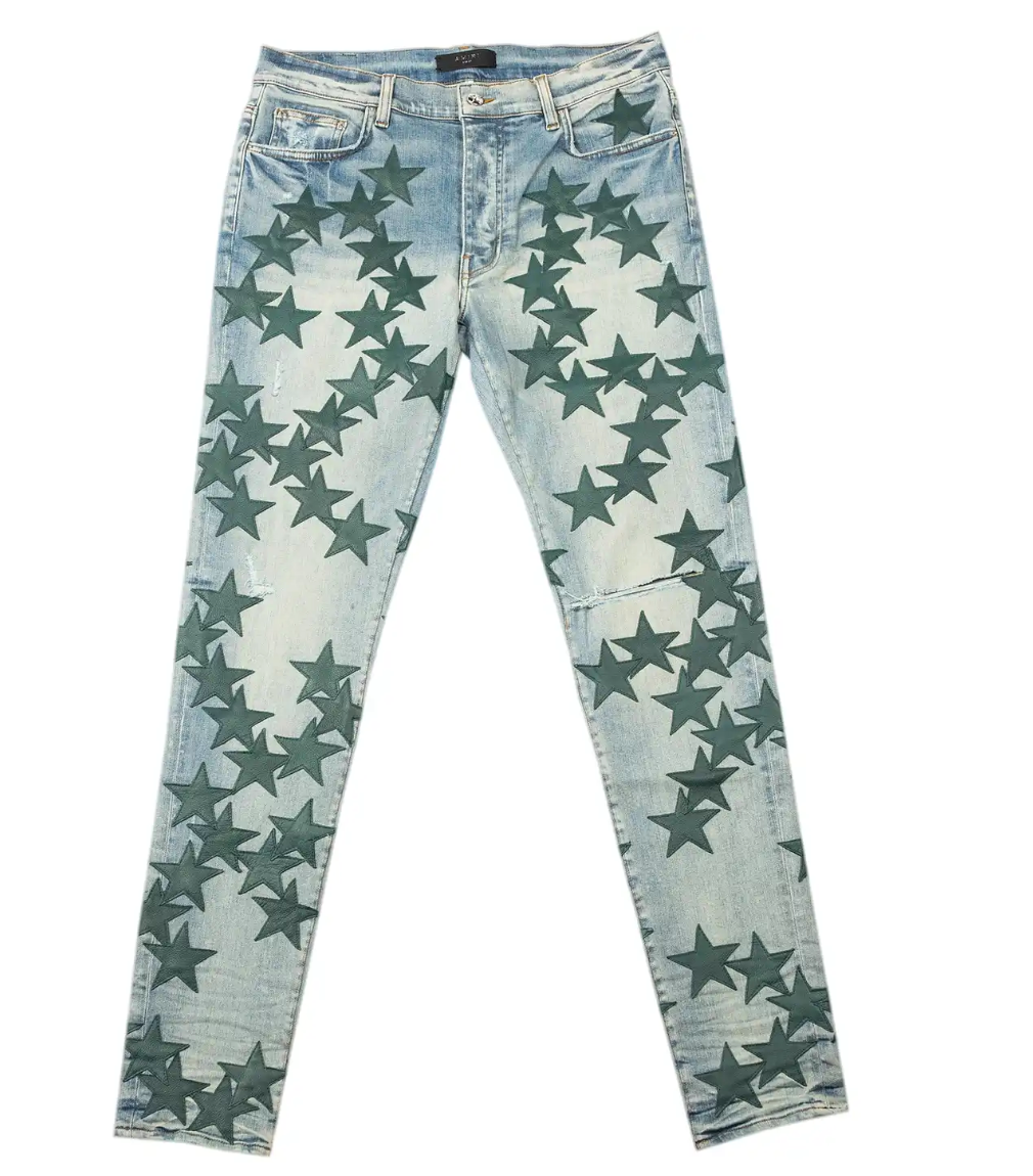 Chemist Green Stars Leather Denim