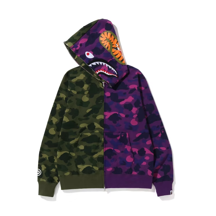 Color Camo Shark Full Zip Hoodie (FW22) Purple/Green