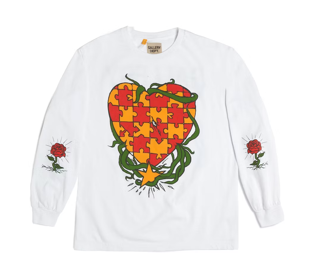 Puzzle Heart L/S Tee White