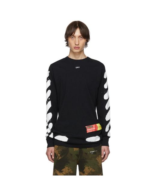 Off-White SSENSE Exclusive Incomplete Spray Paint L/S T-Shirt Black