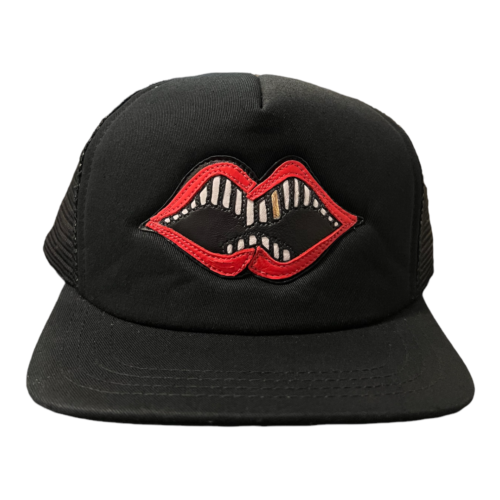 Matty Boy Leather Chomper Lips Trucker Hat Black/Red